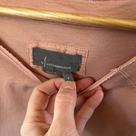 by Anthropologie‎ Small Top Pale Coral Pink Short Sleeve Ruffles Round Neck - Picture 5 of 11